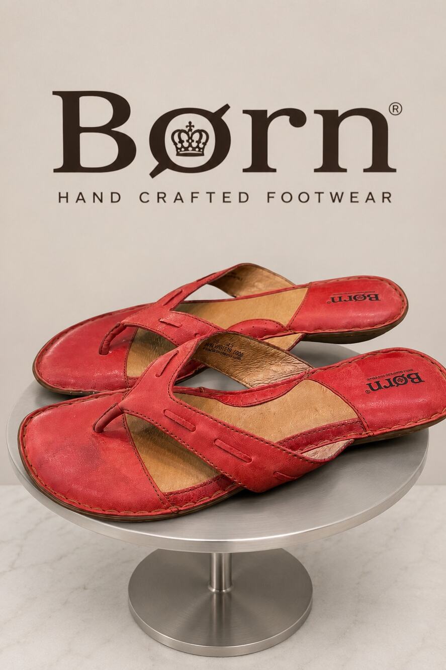 Born Leather Toe Loop Slide Sandals Coral Women’s 10 EU 42